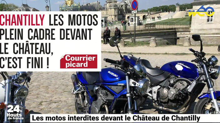 Les motos interdites devant le château de Chantilly