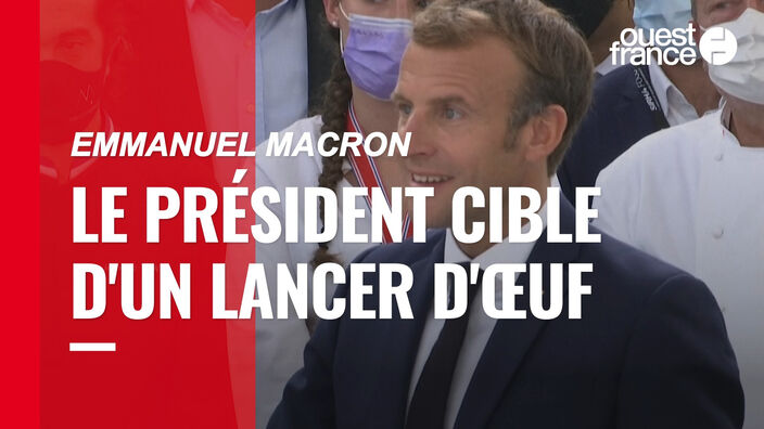 Emmanuel Macron reçoit un œuf lancé par un homme à Lyon