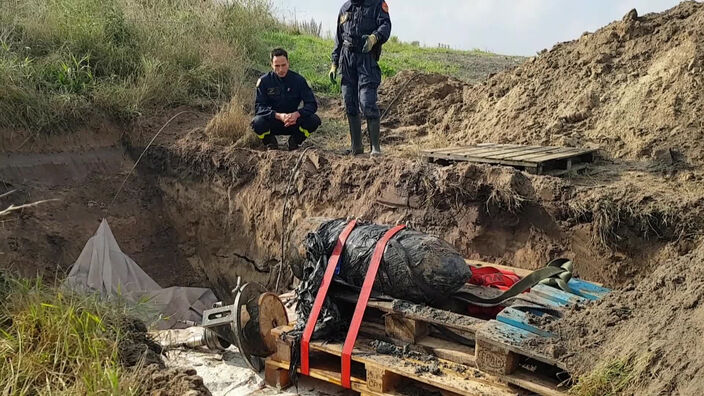 Déminage d'une bombe retrouvée sur un chantier à Marck