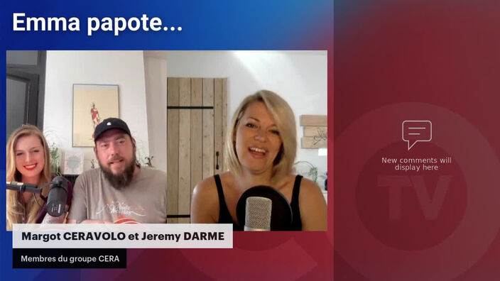 Emma papote avec Margot CERAVOLO et Jeremy DARME, du groupe  CERA