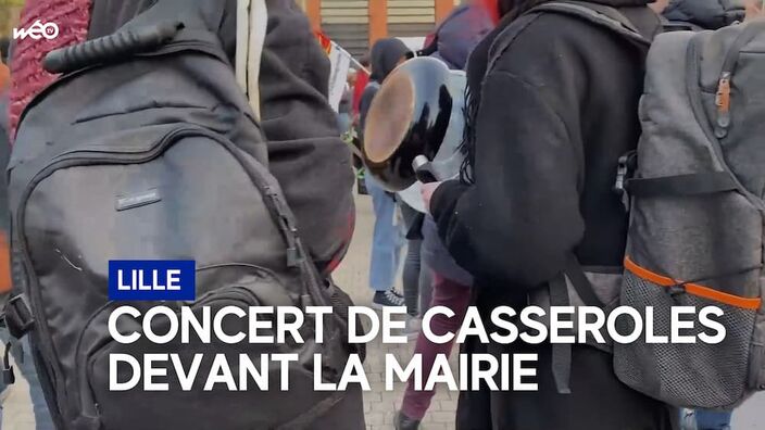 Lille : une assourdissante manifestation de casseroles devant la mairie de Lille