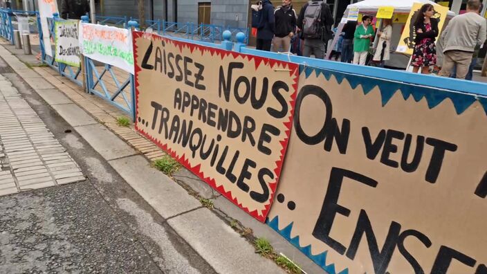 Opération collège fantôme vendredi 24 mai 2024 devant le collège Arthur Rimbaud à Amiens