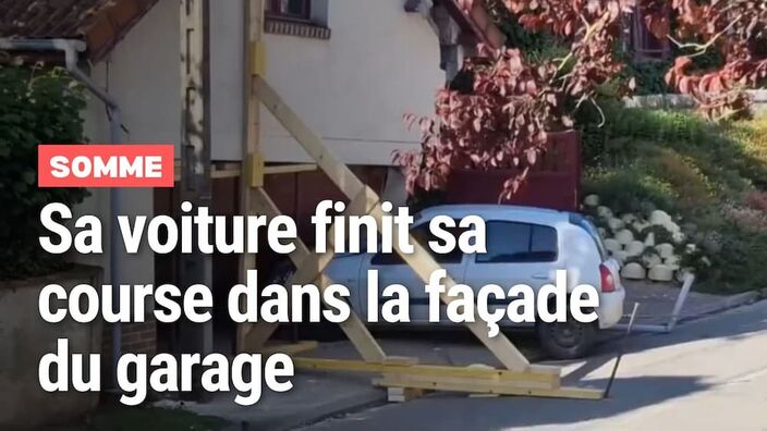 Une voiture termine sa course dans la façade d'un garage à Bussus-Bussuel près d'Abbeville