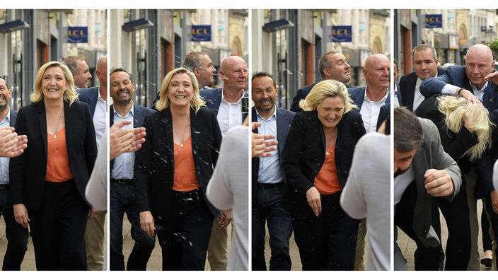 Marine Le Pen visée par des oeufs à Saint-Amand-les-Eaux