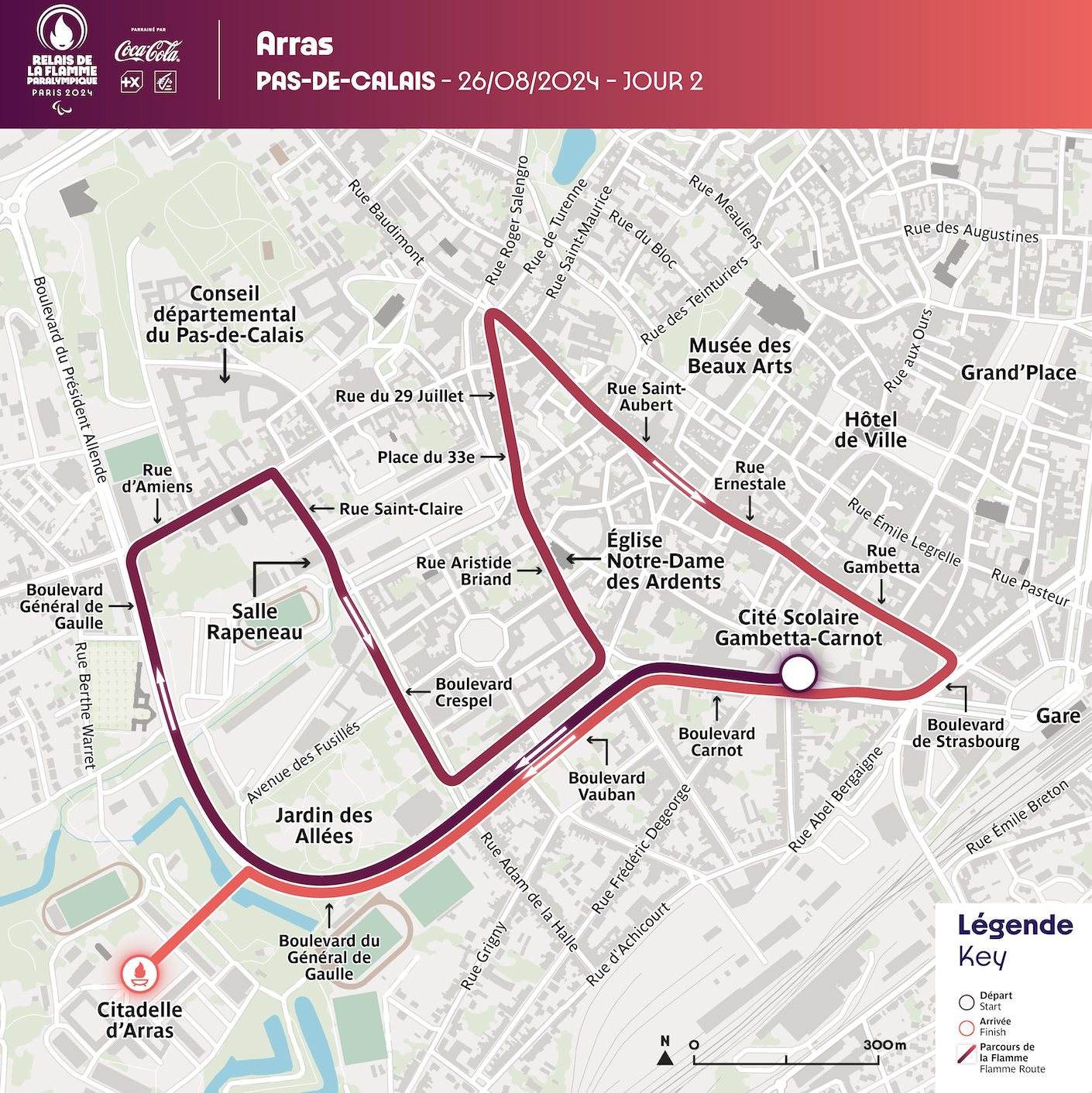 Carte : la Flamme paralympique à Arras.