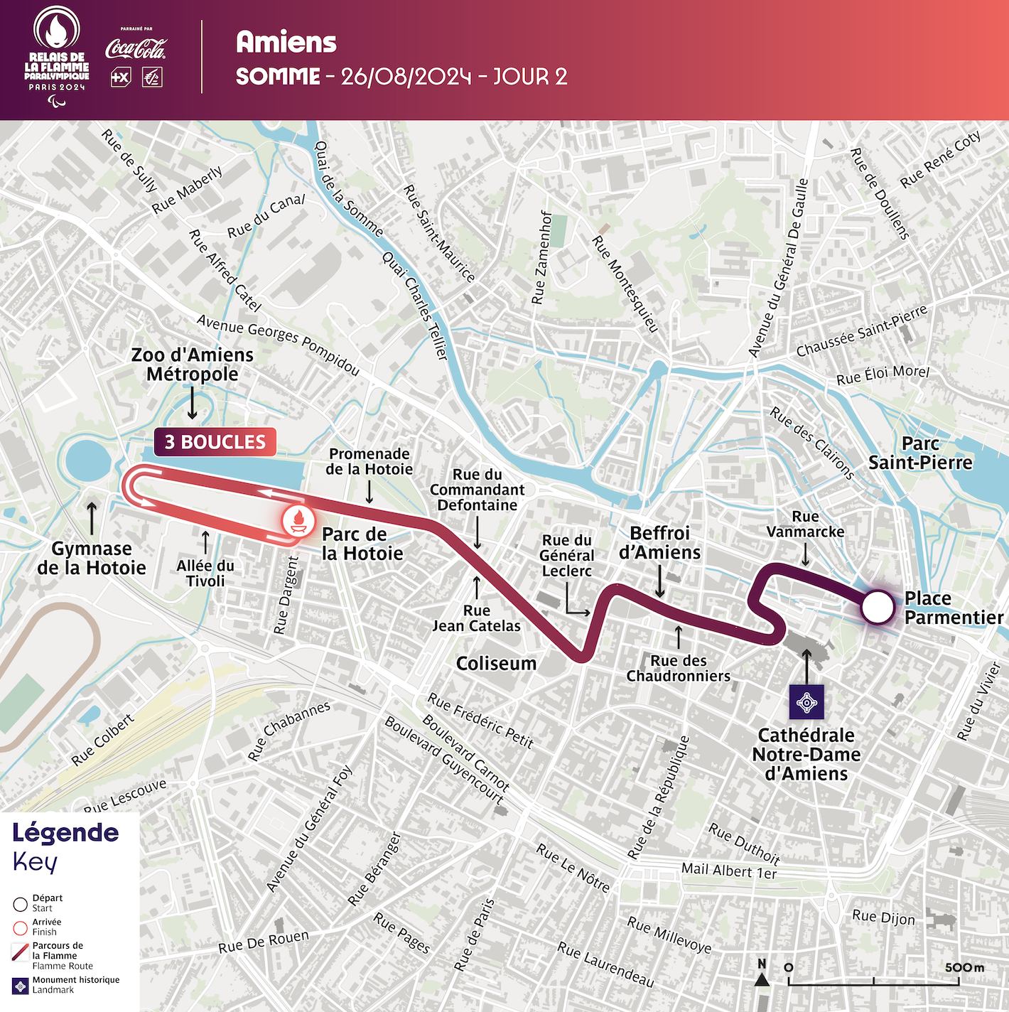 Carte : la Flamme paralympique à Amiens.