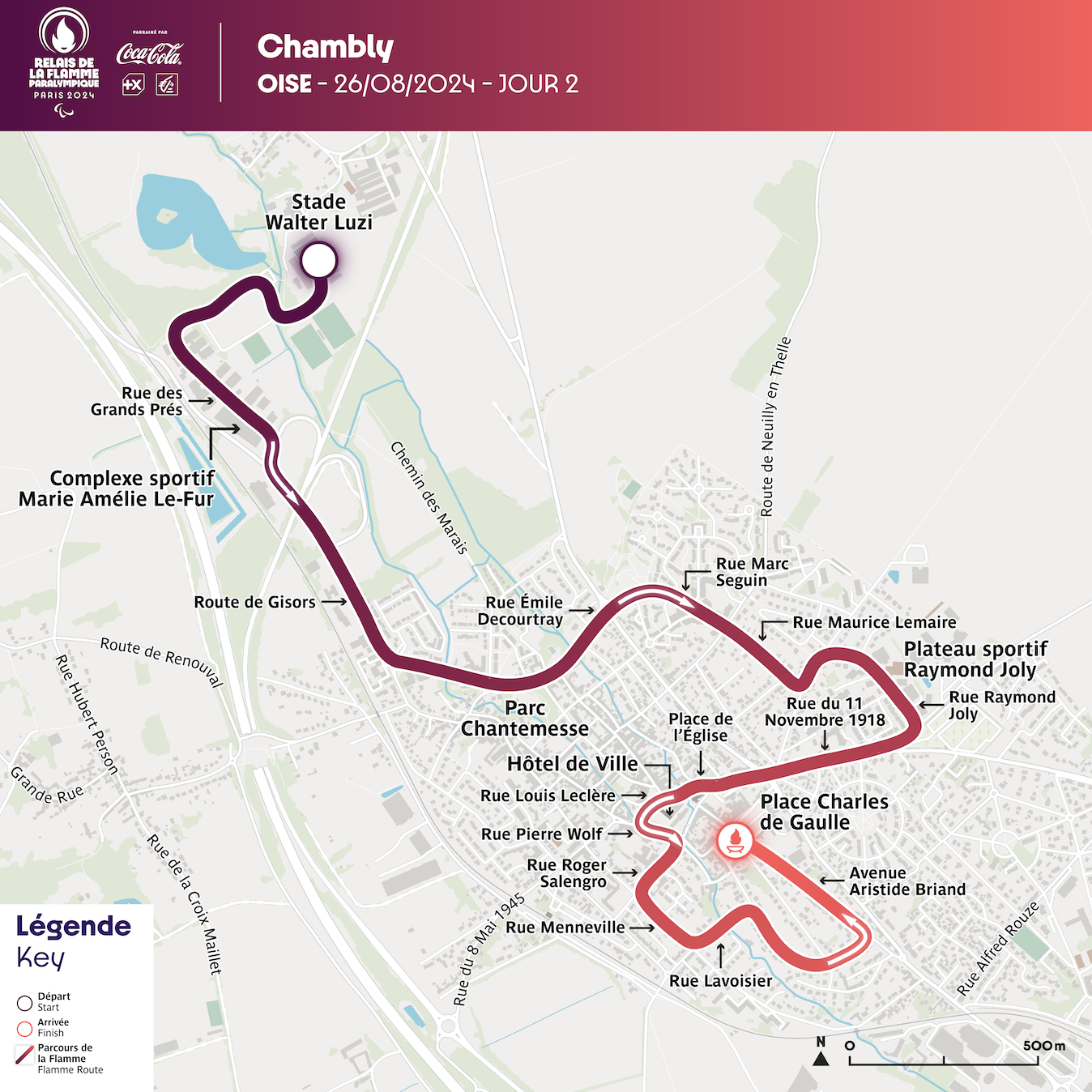 Carte : la Flamme paralympique à Chambly.